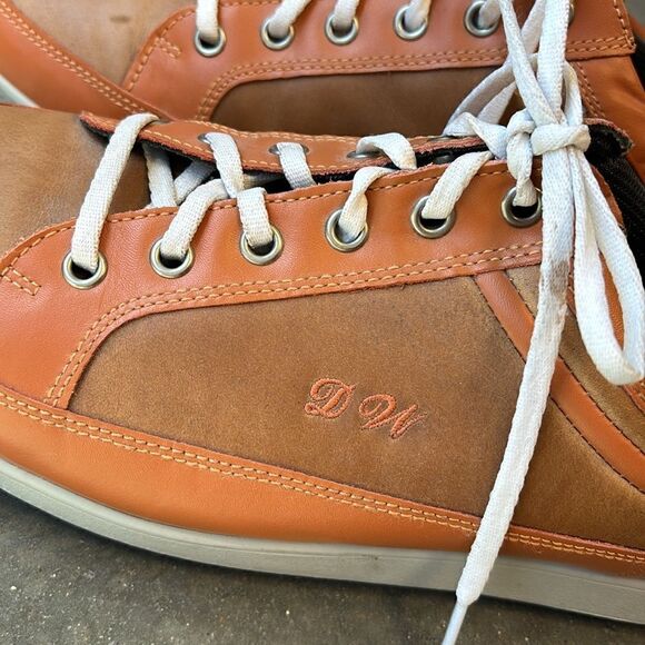 FootJoy Countour Casual 10.5 golf shoes UT logo orange brown - Picture 7 of 13